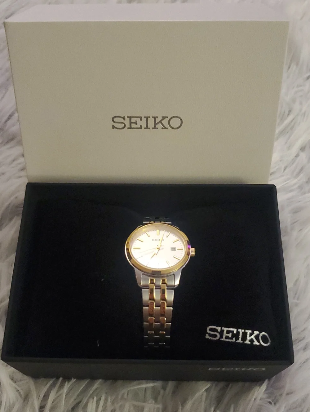 *Seiko Essentials Women's Two-Tone Gold and Silver Dress Watch*